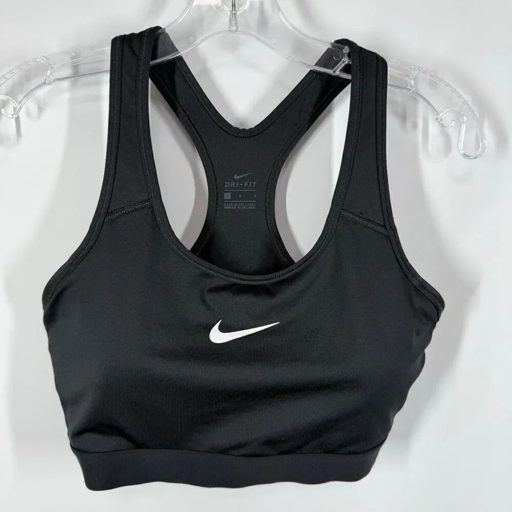 B39 Nike Women dri fit padded moderate impact sport bra black size large NWOT